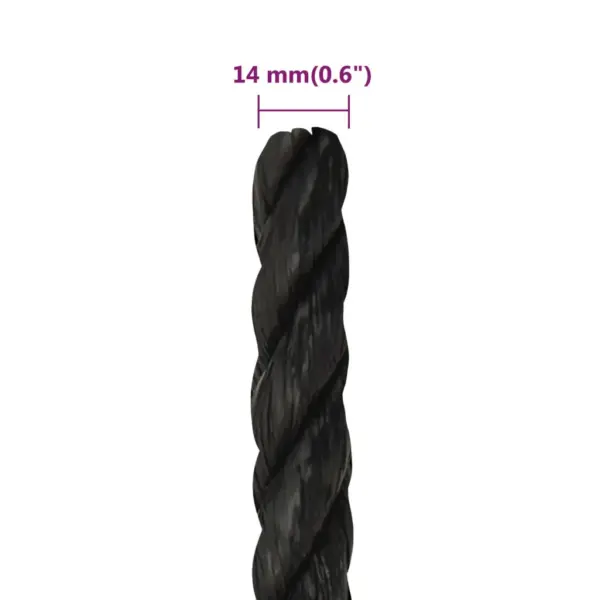 Must polüpropüleenist töököis, keerdpunutud, 14 mm, 50 m – 6