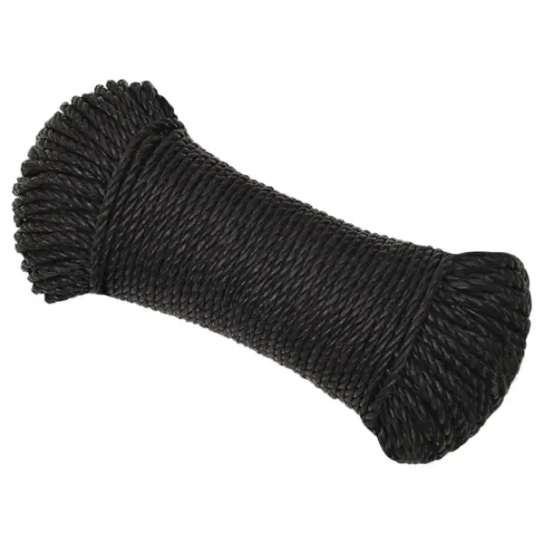 Punutud töököis, must polüpropüleen, 3 mm, 25 m – 2