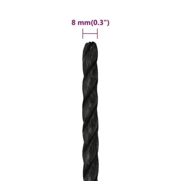 Töököis mustast polüpropüleenist, 8 mm, 50 m – 6