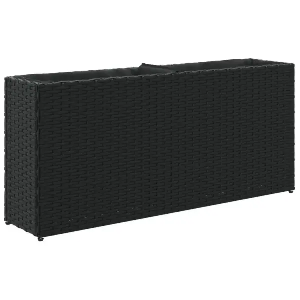 Must PE-rotangist aia taimekast 2 riidest sisekotiga, 90 x 20 x 40 cm – 2