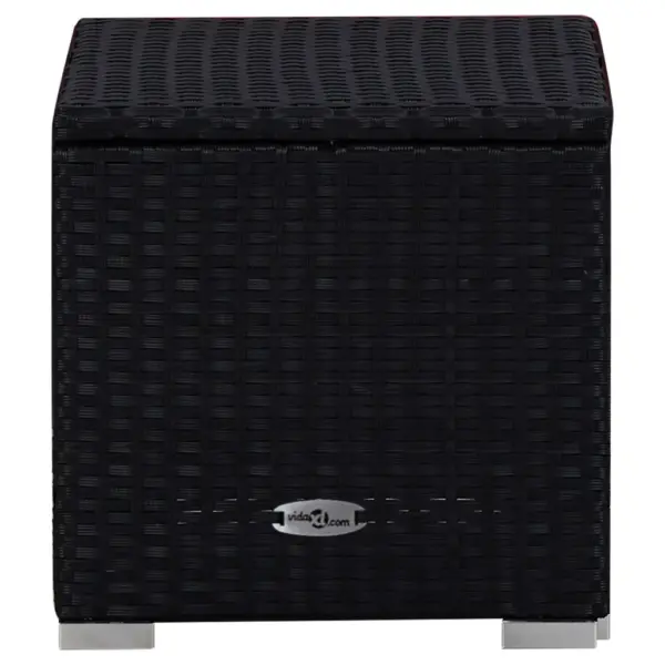 Reguleeritav päevitustool kohvilauaga, must polürotang, sinine padi – 8