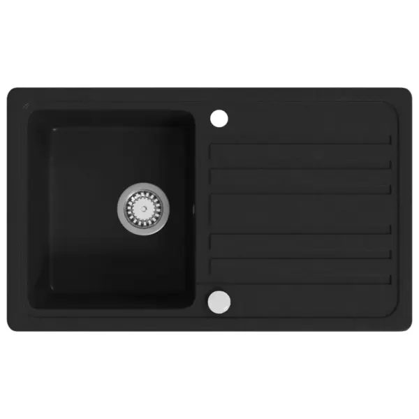 Must pööratav graniitkomposiidist köögivalamu kuivatuspinnaga, 765 x 460 mm – 2