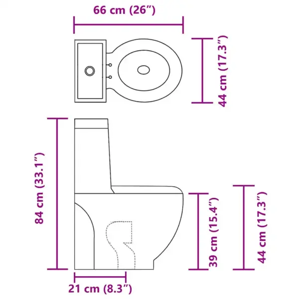 Ümar põrandaväljundiga WC-pott vaikse sulgemise ja topeltloputusega, keraamika, must, 38,5 x 65 x 84,5 cm – 9