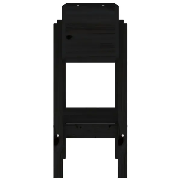 Kõrgendatud aia taimekast riiuliga, must männipuit, 62 x 30 x 69 cm – 5