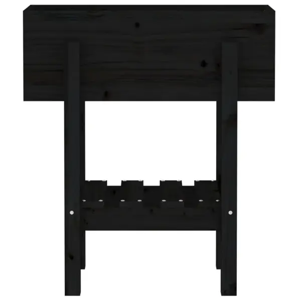 Kõrgendatud aia taimekast riiuliga, must männipuit, 62 x 30 x 69 cm – 6