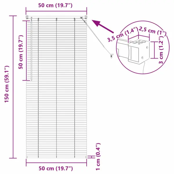 Reguleeritav must PVC veneetsia ruloo, 150 x 50 cm – 10