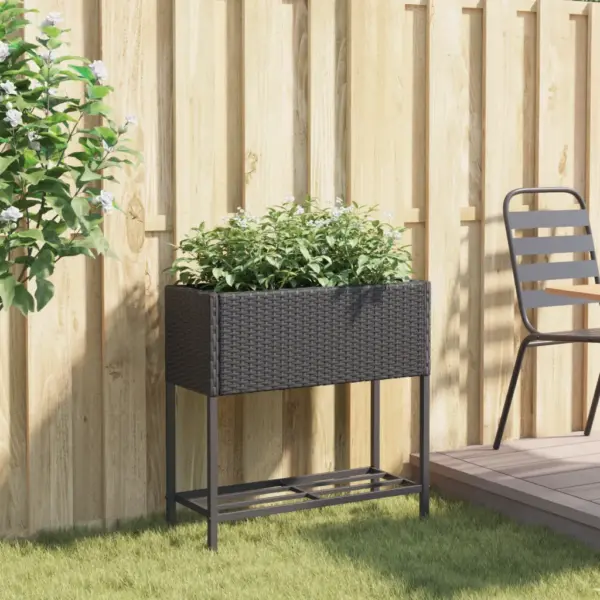 Riiuliga kõrgendatud taimekast, must polürotang, 70 x 28 x 70 cm – 3