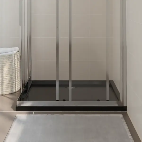 Ristkülikukujuline must dušialus ABS-materjalist, madala lävega, 80 x 90 cm – 3