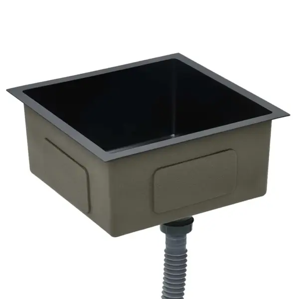 Käsitsi valmistatud must köögivalamu, harjatud roostevaba teras, 44 x 44 x 20 cm – 4