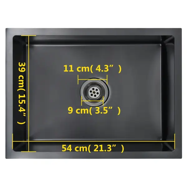 Must käsitsi valmistatud roostevabast terasest köögivalamu, 59 x 44 x 20 cm – 9