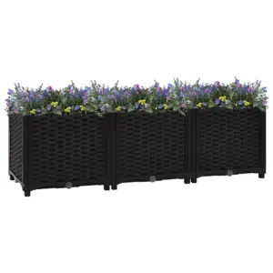 Must polüpropüleenist taimekast, 120 x 40 x 38 cm