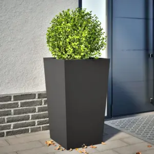 Must külmvaltsitud terasest aia taimekast põhjaga, 45 x 45 x 75 cm