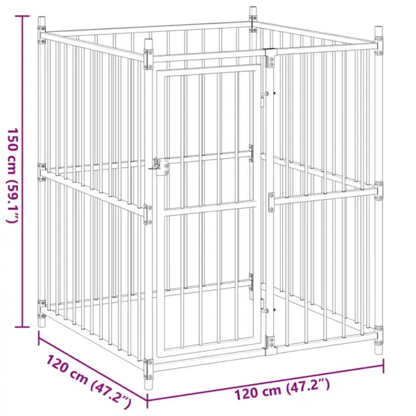 Must terasest koeraaed lukustatava uksega, 120 x 120 x 150 cm – 7