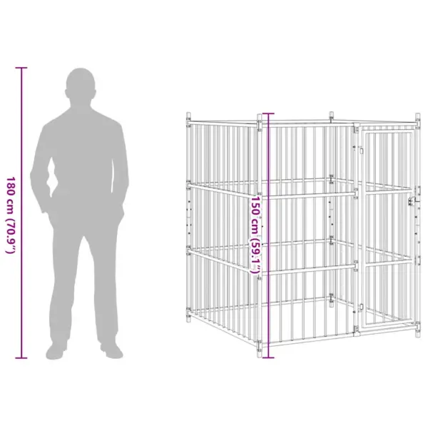 Must terasest koeraaed lukustatava uksega, 120 x 120 x 150 cm – 8
