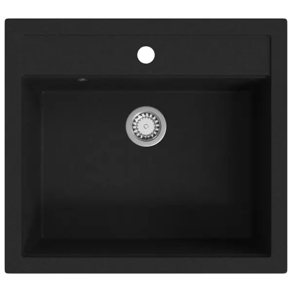 Ühekausiline graniitkomposiit köögivalamu, must, 565 x 510 mm – 2