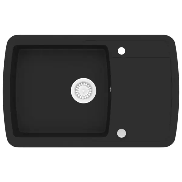 Ühepoolne must graniitköögivalamu sõelaga, 780 x 500 mm – 2