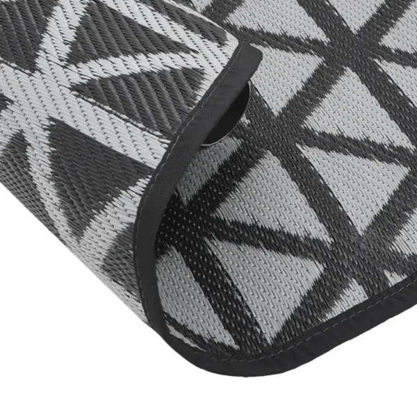 Ümmargune õuevaip ARAKIL, must jacquard-muster, Ø 200 cm, polüpropüleen – 5