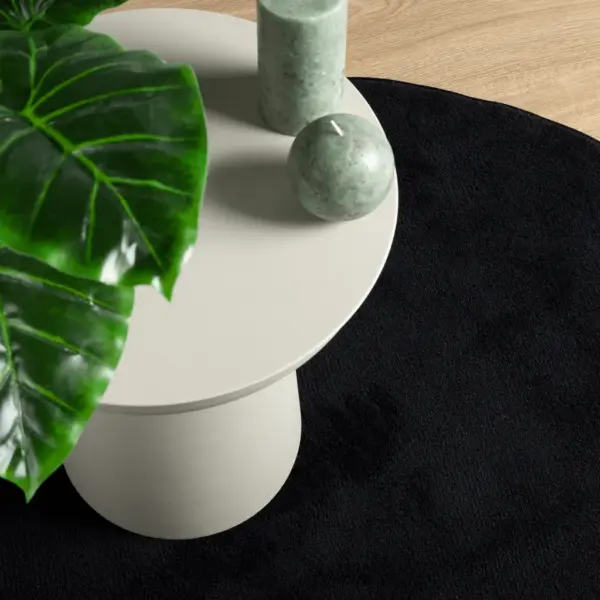 Ümmargune must lühikarvaline vaip OVIEDO, Ø 160 cm, 100% polüester – 7