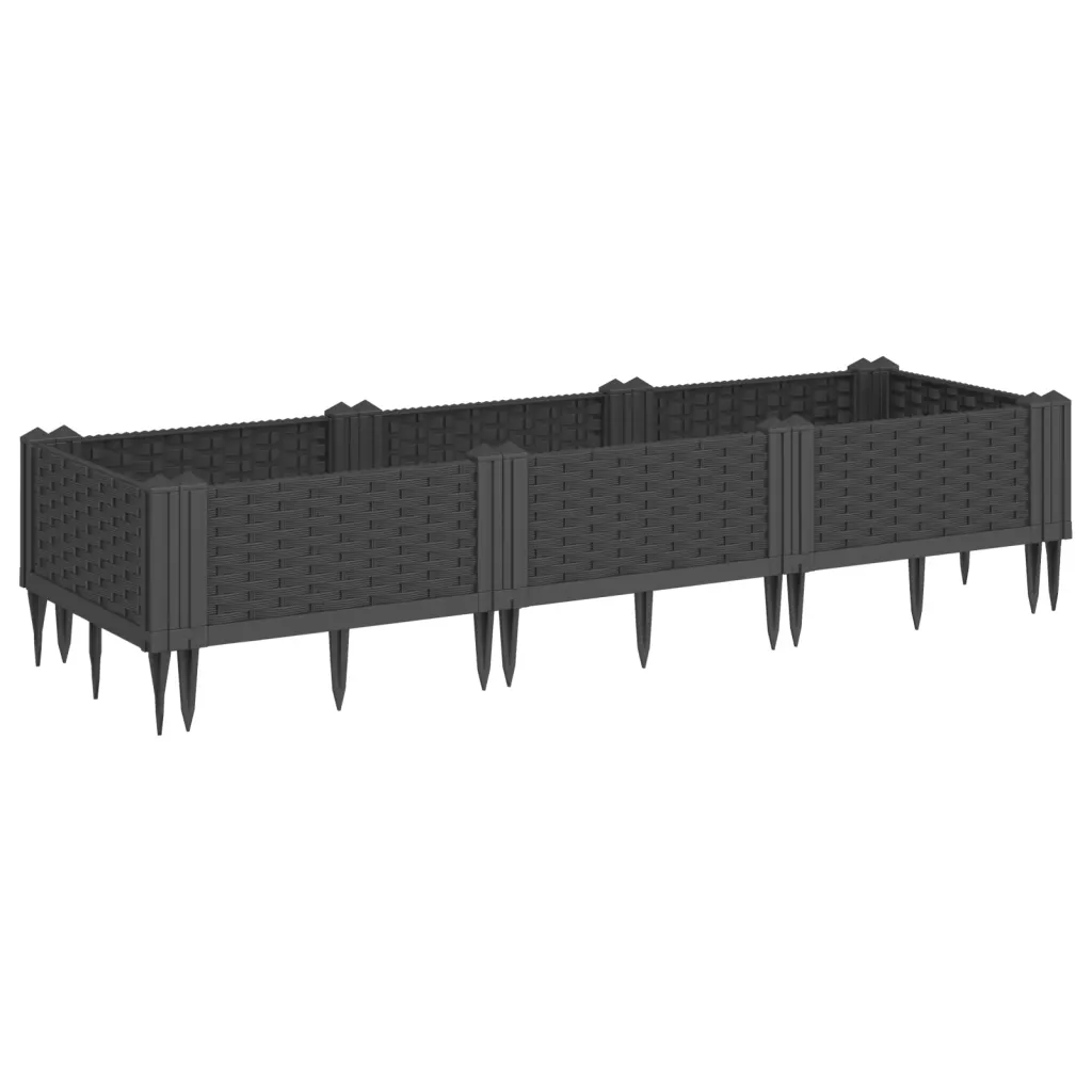Modulaarne vaiadega taimekast rotangiviimistlusega, must, 125 x 40 x 28,5 cm, PP