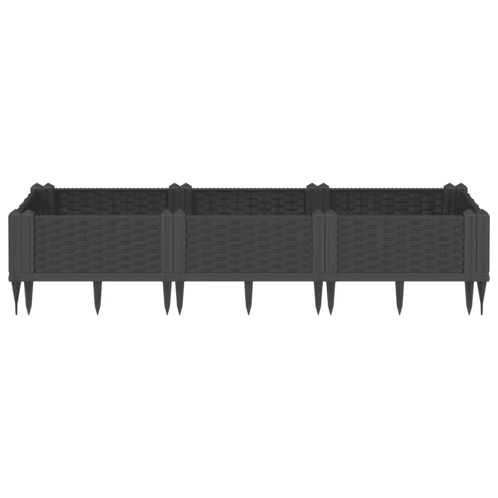 Modulaarne vaiadega taimekast rotangiviimistlusega, must, 125 x 40 x 28,5 cm, PP