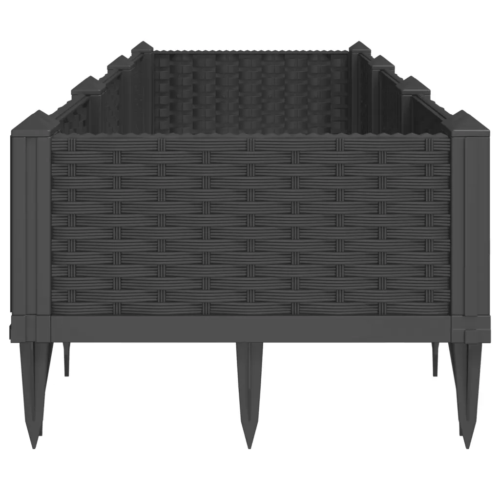 Modulaarne vaiadega taimekast rotangiviimistlusega, must, 125 x 40 x 28,5 cm, PP