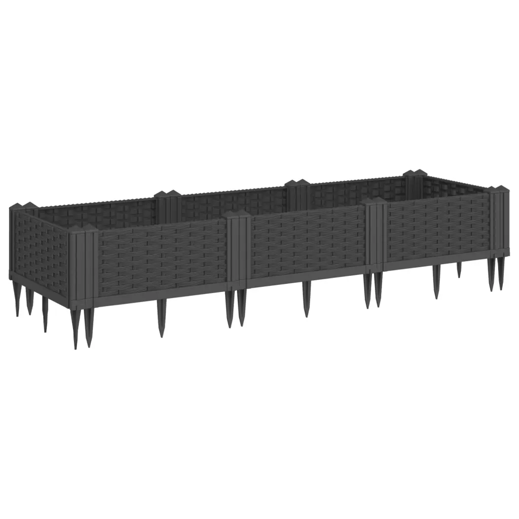 Modulaarne vaiadega taimekast rotangiviimistlusega, must, 125 x 40 x 28,5 cm, PP