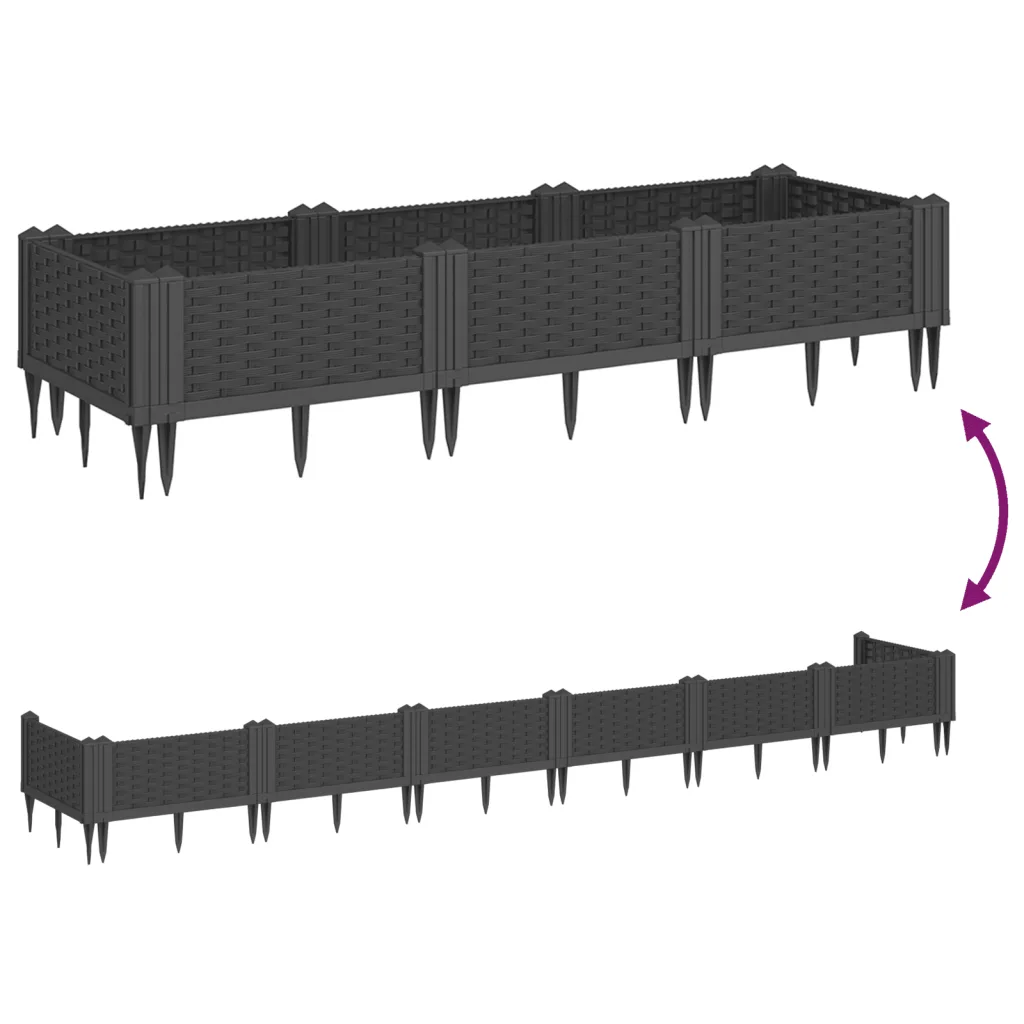 Modulaarne vaiadega taimekast rotangiviimistlusega, must, 125 x 40 x 28,5 cm, PP