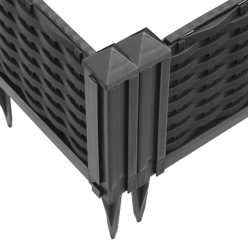 Modulaarne vaiadega taimekast rotangiviimistlusega, must, 125 x 40 x 28,5 cm, PP
