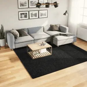 Must lühikese karvaga polüestervaip OVIEDO, 240 x 240 cm
