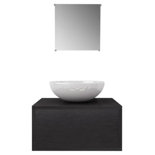 Neljaosaline vannitoamööbli komplekt valamu ja kraaniga, must, seinale kinnitatav valamukapp 40 x 34 x 20 cm – 4