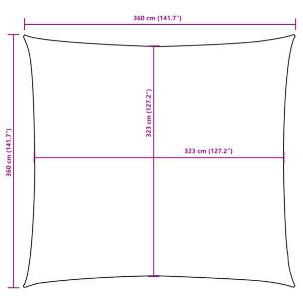 Veekindel kandiline päikesepuri mustast oxford-kangast, 3,6 x 3,6 m – 10