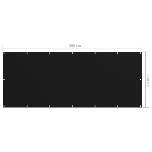 Veekindel rõdusirm privaatsuseks, must PU-kattega oxford-kangas, 120 x 300 cm - 5