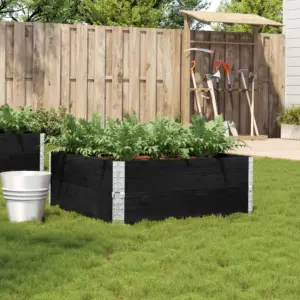 Virnastatav must männipuidust taimekast tsingitud nurkadega, 100 x 100 x 41 cm