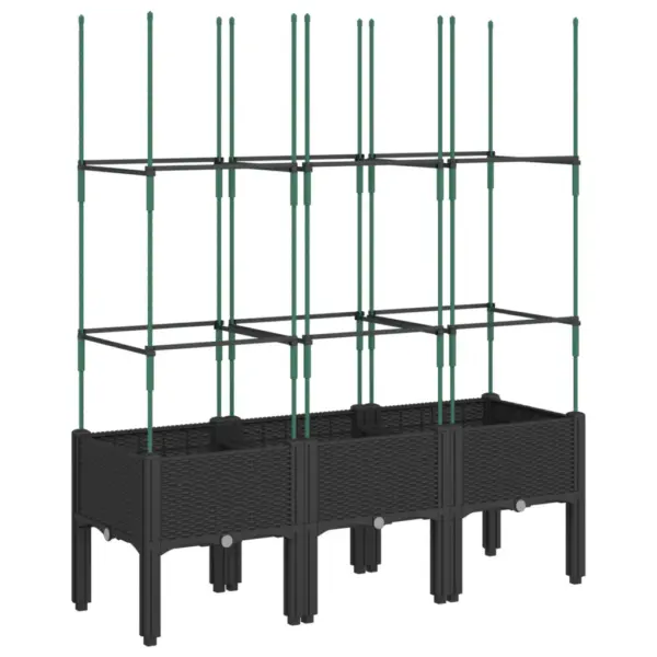 Võrega taimekast ronitaimedele, must PP, 120 x 40 x 142,5 cm - 5