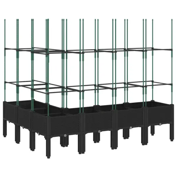 Kõrgendatud võrega taimekast aeda, must PP, 160 x 120 x 142,5 cm – 5