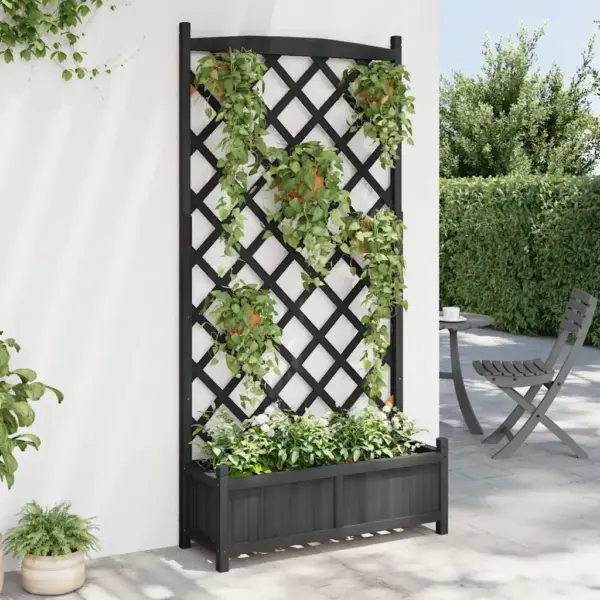 Must nulupuidust võrega taimekast, 90 x 35 x 180 cm – 3