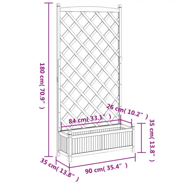 Must nulupuidust võrega taimekast, 90 x 35 x 180 cm – 8