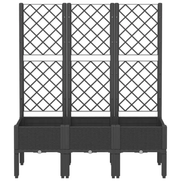 Võrega kõrgendatud taimekast rotangmustriga, must, PP, 120 x 40 x 142 cm – 3