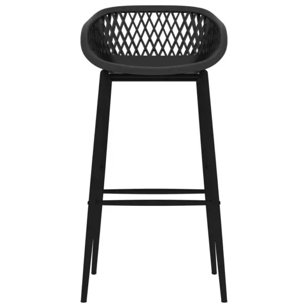 Mustad baaritoolid võrgust seljatoega, 4 tk, PP iste ja metalljalad, 48 x 47,5 x 95,5 cm – 3