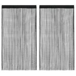 Mustad nöörkardinad ukse- ja aknakatteks, 2 tk, 100 x 250 cm
