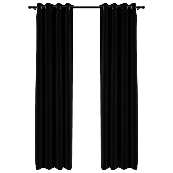 Linase välimusega pimendavad kardinad rõngastega, must, 2 tk, 140 x 225 cm – 2