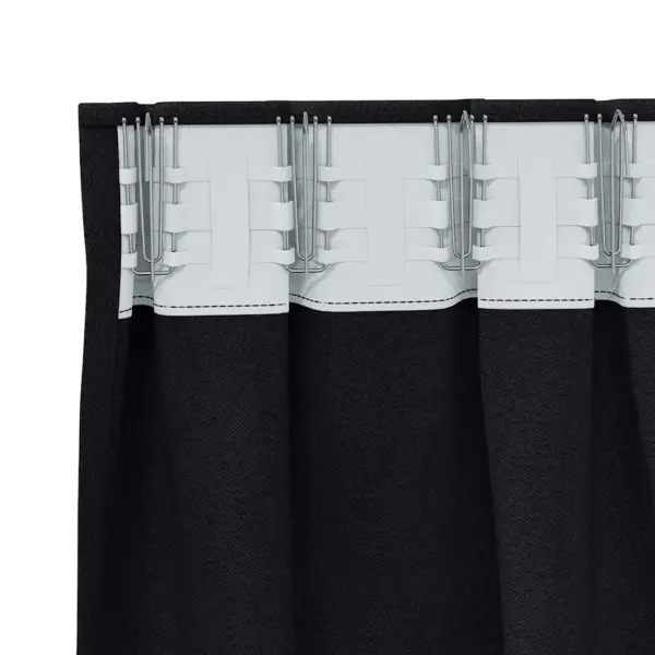 Pimendavad kardinad rõngastega, 2 tk, must polüester, 140 x 140 cm – 5