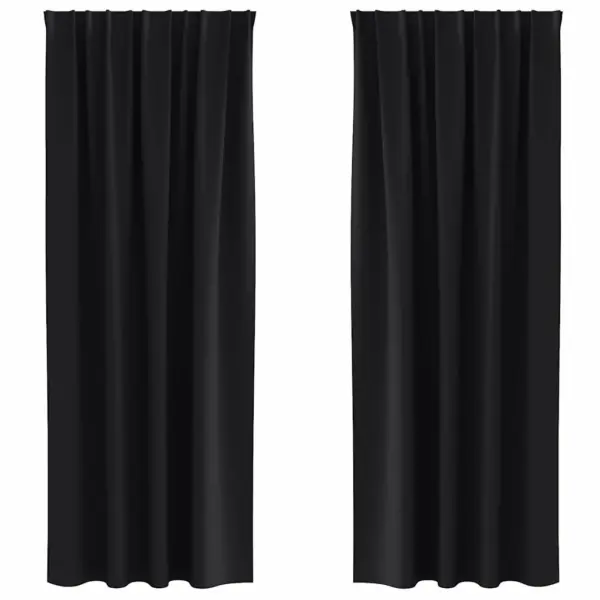 Pimendavad kardinad rõngastega, 2 tk, must polüester, 225 x 140 cm – 2