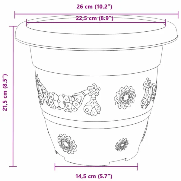 Mustad plastist taimepotid drenaažiavadega, 24 tk, Ø 26 x 21,5 cm – 11
