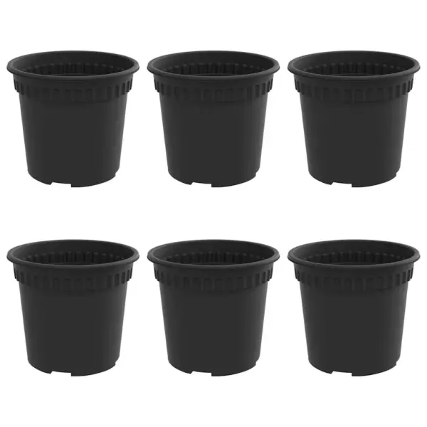 Ümmargused plastlillepotid drenaažiavadega, 6 tk, must, Ø 15 x 12 cm – 2