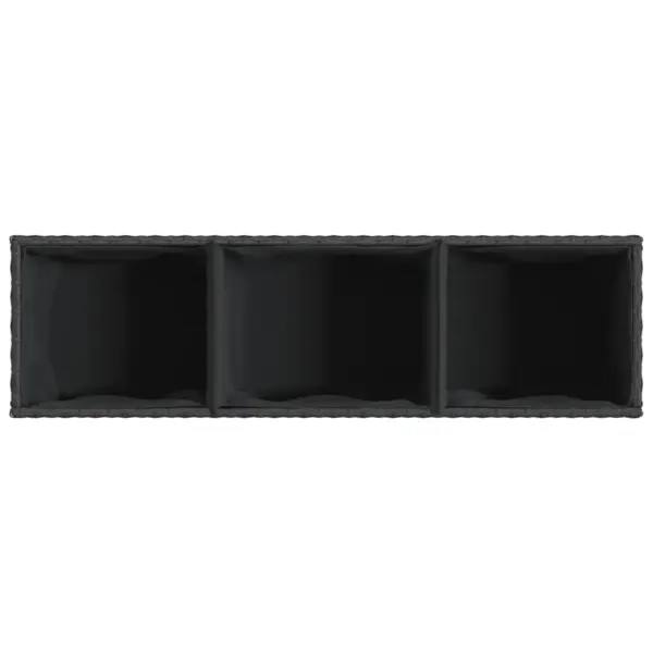 Mustad polürotangist taimekastid 3 sisepotiga, 2 tk, pulbervärvitud terasraam, 105 x 30 x 32 cm – 9