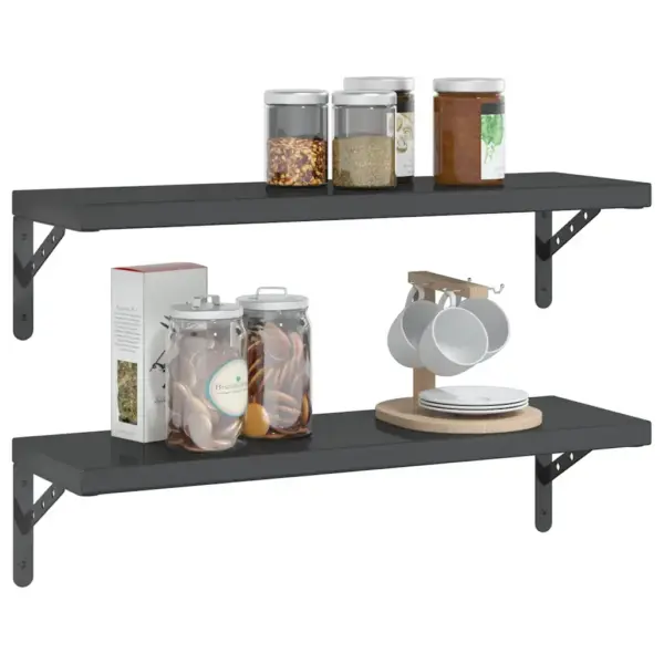 Mustad roostevabast terasest seinariiulid, 2 tk, 75 x 23,5 cm, kandevõime 100 kg – 4