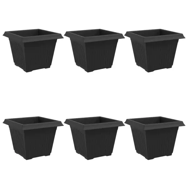 Ruutlillepotid drenaažiavadega, 6 tk, must plast, 28,5 x 28,5 x 22 cm – 2