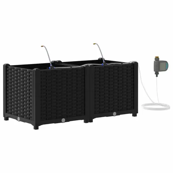 Aia istutuskastid kastmissüsteemiga, 2 tk, must teras, 80 x 40 x 37,5 cm – 2