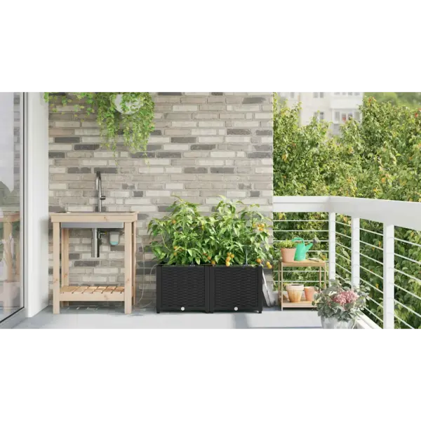 Aia istutuskastid kastmissüsteemiga, 2 tk, must teras, 80 x 40 x 37,5 cm – 4